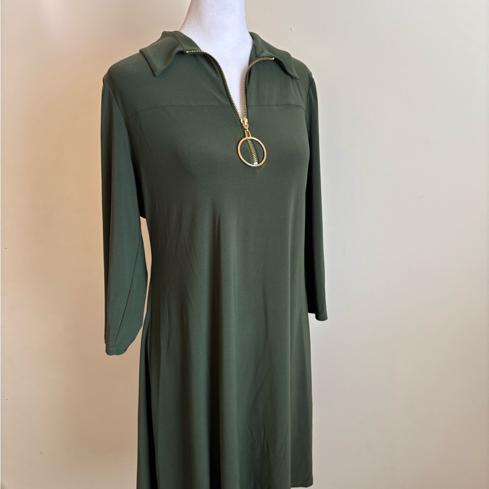 MSK Green Collared Swing Shift Mini Dress Medium - Picture 6 of 10
